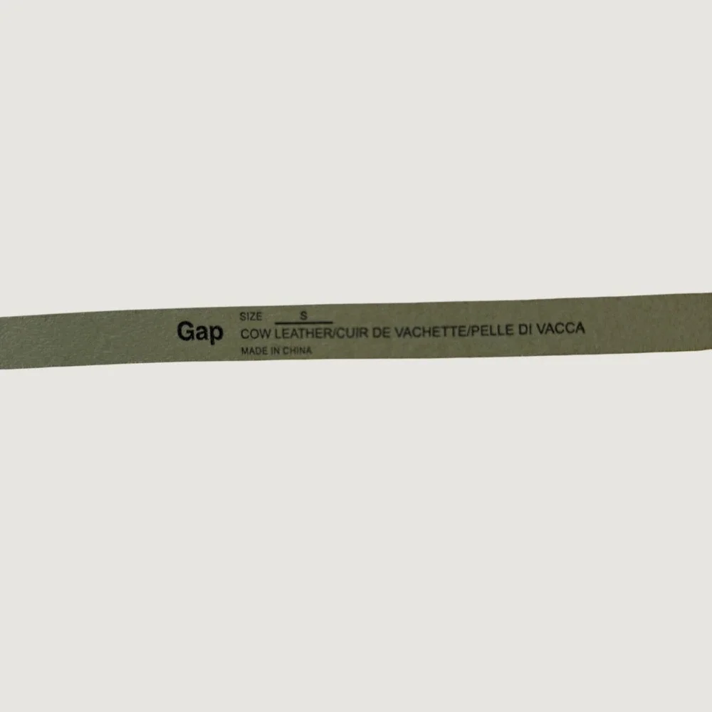 Gap Womens Olive Green Cow Leather Skinny Belt Silver Buckle Size Small